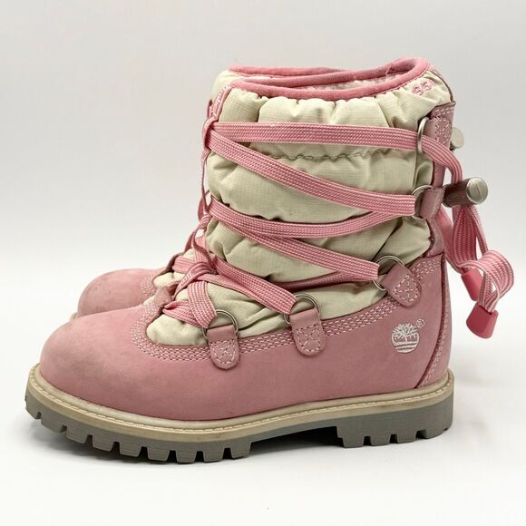Timberland Sherpa Lined Pink Winter Boots - Toddler US Size 11.5 / EU 29 // 7281 - Picture 6 of 13